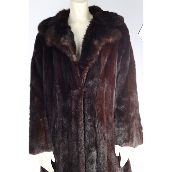 Vintage Hollywood Furs Dark Brown Long Mink Fur Winter Coat Women’s Size S Warm - Picture 2 of 16